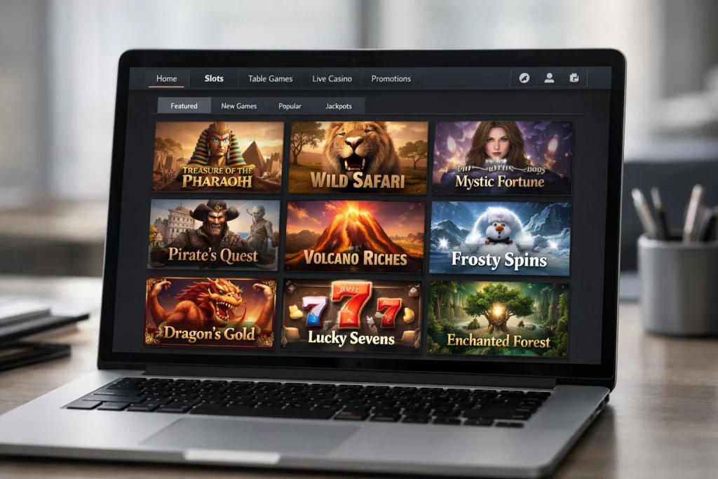 Lineup of major slot provider logos arranged around a central casino interface